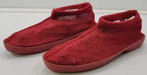 Jackie Women Red Woven Shoe Slipper XL Rubber Soles - Picture 1 of 9