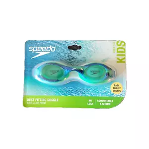 Speedo Occhiali Bambini Blu Verde Stampa Glide Senza Perdite Antiappannamento Età 3-6 - Foto 1 di 2