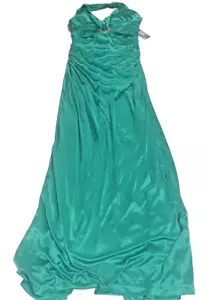 Abito da sera vintage Halter increspato sirena cocktail evento verde taglia grande nuovo con etichette - Foto 1 di 19