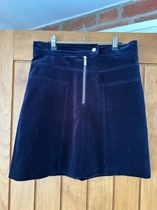 Falda de terciopelo azul marino KAREN MILLEN talla 12 inteligente oficina negocios cremallera - Imagen 1 de 6