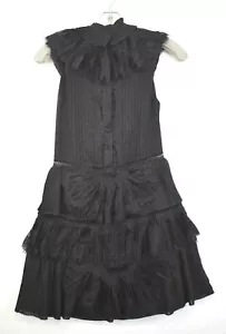 Alice + Olivia Womens Black Rosetta Pleat Tiered Mini Dress Cap Sleeves $660 2 - Picture 1 of 8