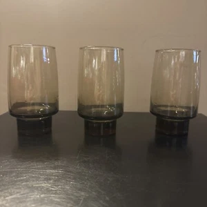 3 Vintage 70s Libbey Glass Tawny Accent Tumblers MCM Barware 5.5 in - Picture 1 of 5