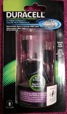 Cable USB de sincronización y carga retráctil Duracell carga rápida BlackBerry HTC... Foto 1 de 4