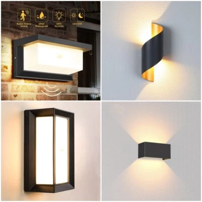 LED Außenleuchte mit/ohne Bewegungsmelder Wandleuchte Schwarz Sensor Innelampe - Bild 1 von 2