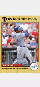 2020 TOPPS NOW TURN BACK THE CLOCK CARD LOS ANGELES DODGERS MATT KEMP #66 - Picture 1 of 2