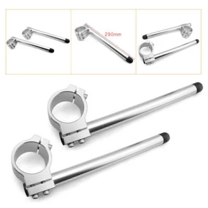 2x50mm Handle Bar Clip-On Bars ClipOns Fit Yamaha Ducati Honda Suzuki Cafe Racer - Picture 1 of 4