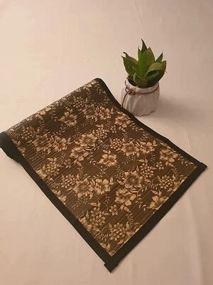 Floral Print Bamboo Table Runner , 30x135 cm (Black and White) - Image 1 of 3