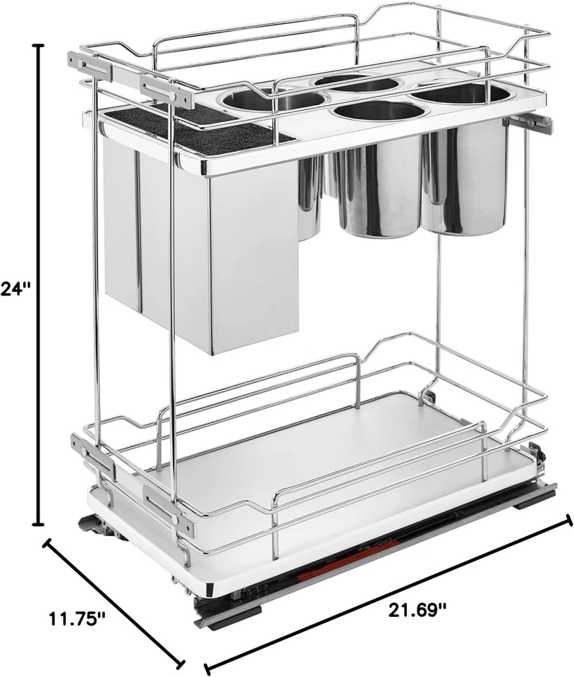 Rev-A-Shelf 5322KB-BCSC-11-GR  Two-Tier Knife Block Pullout Organizers w/Soft - Image 1 of 4