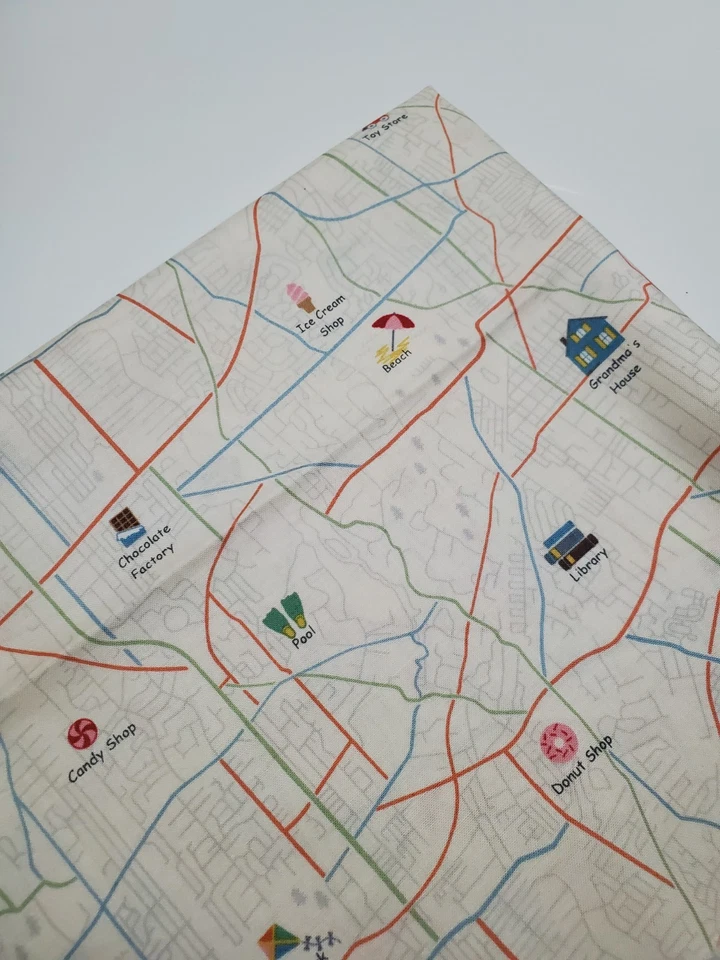 Laundry Basket Quilts Fabric Map Moda Low Volume Cotton Sew Quilt HALF YARD - Image 1 of 1