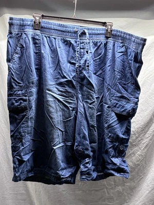 NWOT Woman Within Denim Shorts 30W Blue Roll Tab Leg Elastic Waist Pockets  - Image 1 of 4