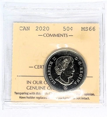 2020 Canada - 50 cents  ICCS Certified - MS-66 - Image 1 of 3