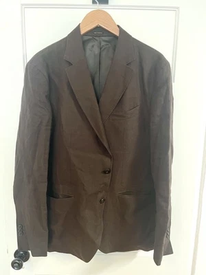 Massimo Dutti Hombre Traje Marrón Oscuro Lino Italiano Foto 1 de 4