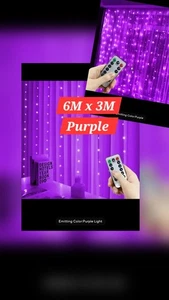 600LED Fairy Curtain Lights with 8 Lighting Modes, USB powered: 6M x 3M: Purple - Picture 1 of 3