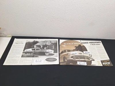 2 Vintage 1952 BUICK ADS Original Print Ad Literature - Image 1 of 3