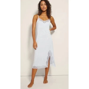 Sexy Camisón Soma Mujer Medio Azul Niebla Fresco Noches Encaje Borde Midi Nuevo con Etiquetas - Imagen 1 de 16