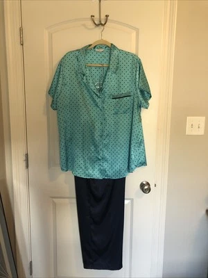 Liz Claiborne Women's Sleepwear 3XL Pajama Set Button Up Front Pocket Polka Dot - Изображение 1 из 4
