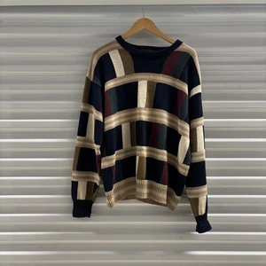 Bachrach Maglione Uomo Multicolore Maglia Plaid Stile Retrò Taglia Media Uomo - Foto 1 di 6