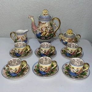 Juego completo de platillo de taza de té para tetera SGK China Demitasse de colección para 6 Japón ocupado - Imagen 1 de 9