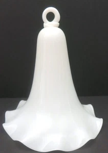 CAMPANA DE HUMO VINTAGE DE VIDRIO BLANCO DE 8" CON MANGO DE VIDRIO APLICADO - Imagen 1 de 5
