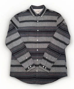 Original Penguin Munsingwear Long Sleeve Cotton Button Down Gray Blue Shirt L - Picture 1 of 9
