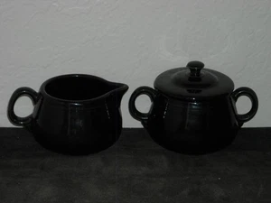 Fiesta Post 86 Creamer and Covered Sugar Black - Picture 1 of 3