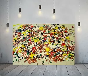 JACKSON POLLOCK 29 - TELA INCORNICIATA ARTISTA CARTA DA PARETE ARTE IMMAGINE STAMPA - ROSSO GIALLO - Foto 1 di 15
