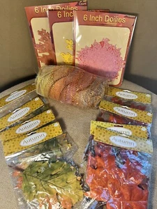 Autumn Fall Thanksgiving Craft Leaves and Doilies -Lot of 12 - Picture 1 of 12