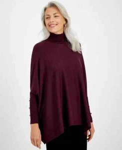 Alfani Women's Turtleneck Poncho Sweater Rich Malbec X-Large - Picture 1 of 1