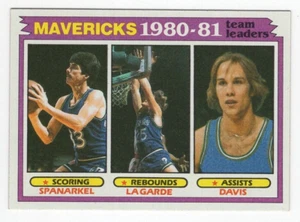 1981-82 Topps NBA #48 Dallas Mavericks Team Card - Spanarkel / La Garde / Davis - Picture 1 of 1