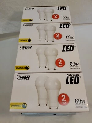 (4 sets of 2-Pk) Feit LED Plug-In Bulb A19 GU24 Base 60W Dimmable 800 Lumens - Image 1 of 4