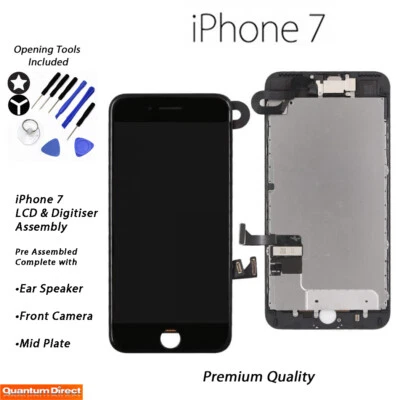 iPhone 7 Retina LCD Digitiser Touch Screen Full Assembly with Parts - BLACK - Image 1 of 4