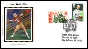 1990 College Football 100th FDC Joe Montana Super Bowl XXIV COLORANO SILK Cachet - Picture 1 of 2