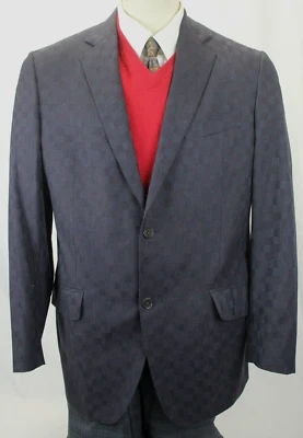 ETRO MILANO ITALY NAVY BLUE CHECKED SILK LINED SPORT COAT BLAZER SIZE 42 VGC! Foto 1 de 4