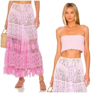 Alix Pinho rosa Häkelset süßer Jerri Rock & Crop Top Gr. XS - Bild 1 von 8