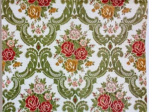 Floral Damask Wallpaper French Vintage Complete Roll with Fabulous Roses Design - Picture 1 of 20