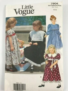 NEW LITTLE VOGUE SEWING Pattern 7904 Sz 4-5-6 TODDLER / CHILD DRESS - EASY 1990 - Picture 1 of 2
