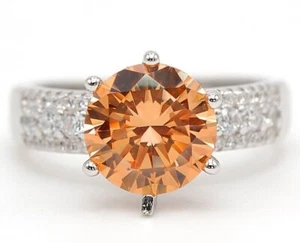 2 kt behandelter Padparadscha Saphir & Topas 925 Sterlingsilber Ring Größe 7 & 3-8 - Bild 1 von 3
