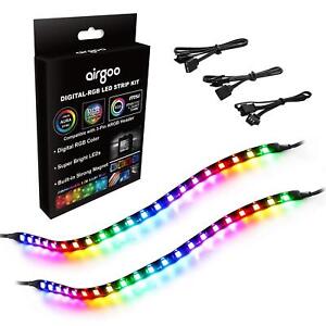 Addressable RGB PC LED Strip, 2x13.8in 42 LEDs Diffused Rainbow Magnetic ARGB...