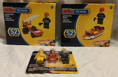 NEW Make It Blocks Fire Rescue Sets 2 52 piece sets and 3 extra figures - Image 1 of 4