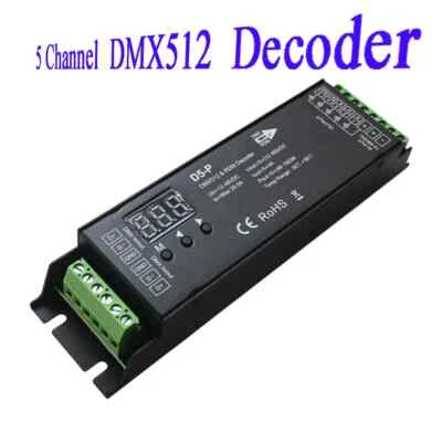 DC 12V-48V 5 Channel DMX Decoder DMX512 Dimmer Driver PWM RGBCCT LED Controller  - Image 1 of 4