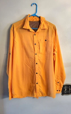 Pre owned Men's Merrell Opti-Wick Button Up Long Sleeve Shirt Yellow Size XL - Image 1 of 4