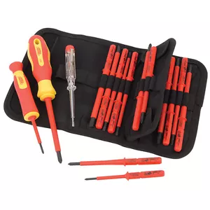 Draper 18 Pc VDE Insulated Interchangeable Blade Screwdriver Set Tool Roll 05776 - Picture 1 of 10