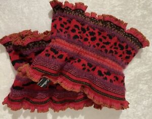 Guillaume De Mons Paris Infinity Scarf, Red Pink Purple & Black Wool Blend