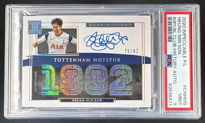 Heung-Min Son 2020 Panini Impecable Premier League Club History Auto/82 PSA 9 Foto 1 de 3