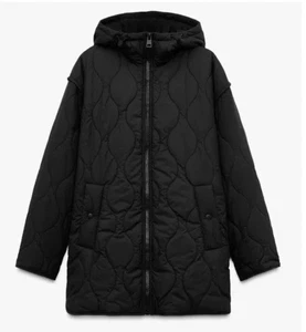 Zara Women's Hooded Puffer Jacket Black Size S Ref 8372/047 - Picture 1 of 2