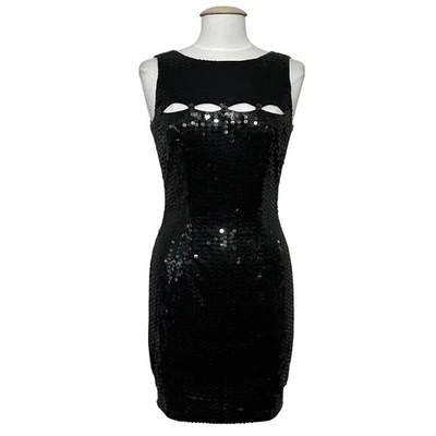 Vestido Scala Mujer 8 Negro Todo Lentejuelas Bodycon Funda Cóctel Noche Fiesta Evento Foto 1 de 4