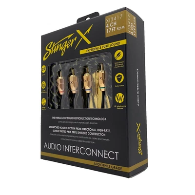 Stinger XI3417 Premium 4-Channel RCA Interconnect 17 Feet X3 Series Car Audio - Image 1 of 4