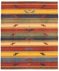 Vintage Hand Woven Traditional Kilim Rug 8'4" x 9'10" Oriental Wool Carpet - Picture 1 of 9