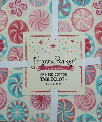 New! Johanna Parker - Peppermint Candy Christmas Holiday Tablecloth- 60 x 84 - Image 1 of 4