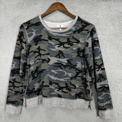 Moletom Sundry 0 cinza camuflado malha zíper lateral streetwear casual chique lounge top - Imagem 1 de 4